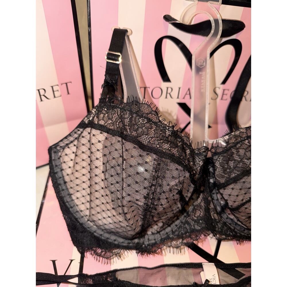 Victoria's Secret Bra Dream Angels 38D Large Panty Black Lace - Picture 4 of 6